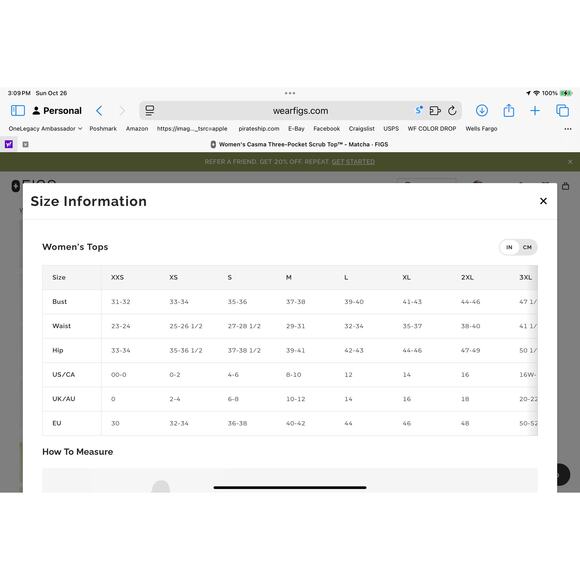 NWOT Figs Casma Rare Cactus or Marine PO# 3334 Three Pocket Scrub Top Large - Picture 5 of 5